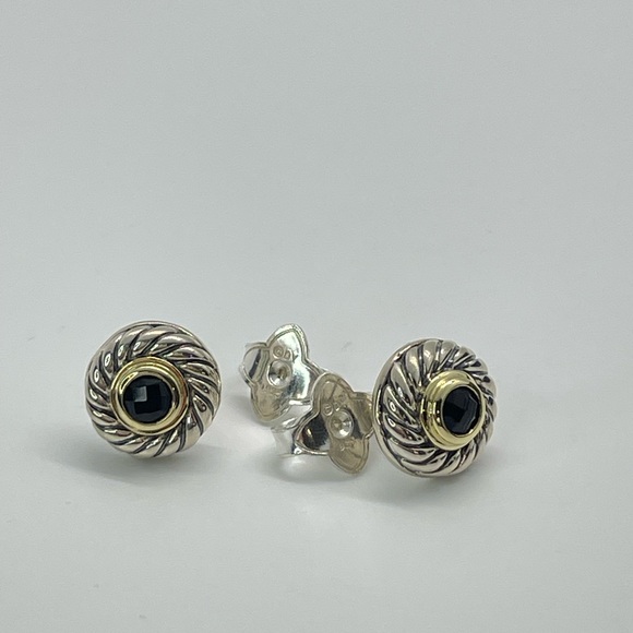 David Yurman Cookie Cutter Earrings with Black Onyx & 14k Gold - Picture 3 of 14